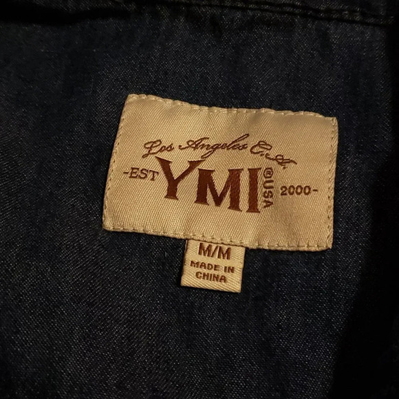 YMI Denim Shirt / Snap Button Down / Acid Washed / Size Medium - Picture 6 of 8